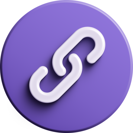 Purple round 3D link icon